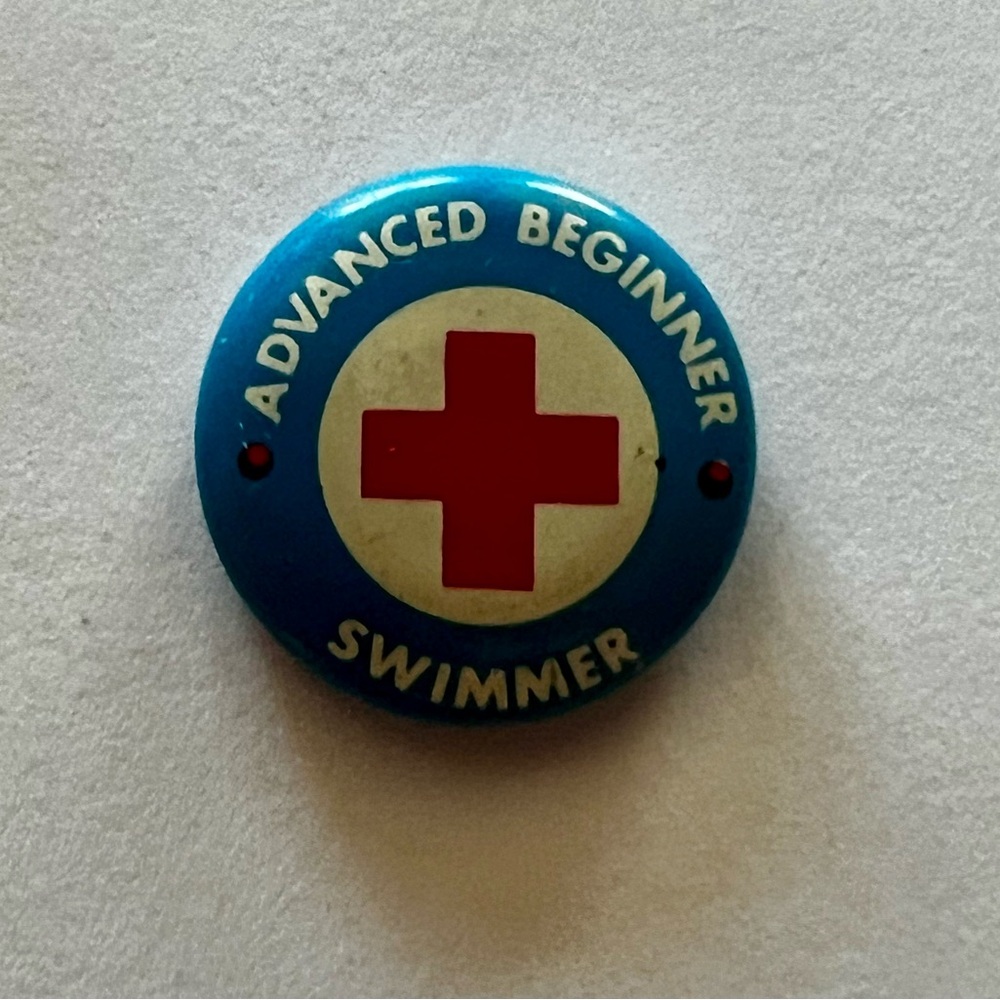 Vintage Advanced Beginner Swimmer Red Cross Small Badge Button Pin